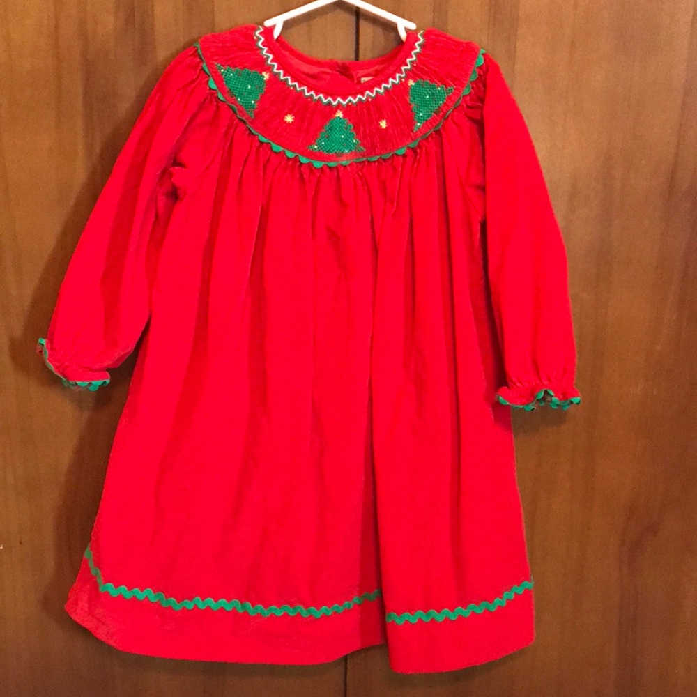 Girls smocked Christmas dress